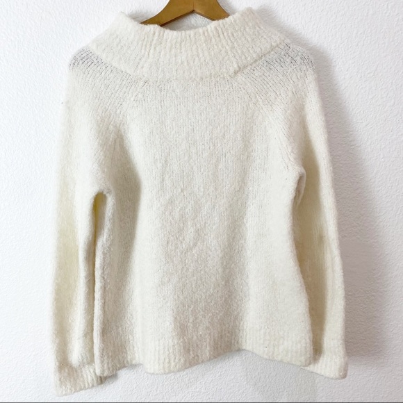 Anthropologie Moth- Cream Wool Blend Mock Neck Pullover- Size M - Picture 5 of 6